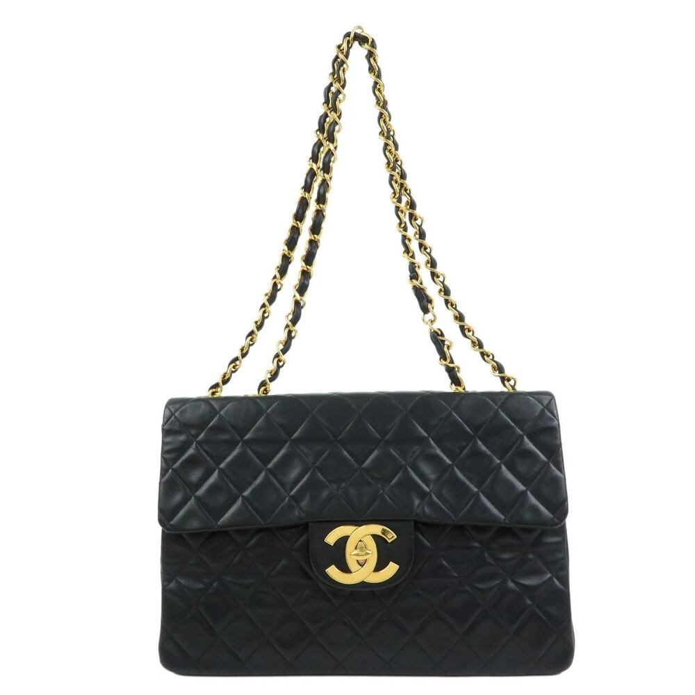 Chanel Matelasse Lambskin Jumbo 34 Flap Bag Black